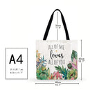 Succulent letters Printed Shoulder Shopping Bag Casual Large Tote Handbag