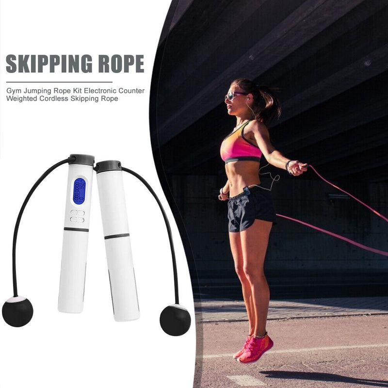 Smart Skipping Rope Counter Exercise Student Sports Jump Rope (Black White)
