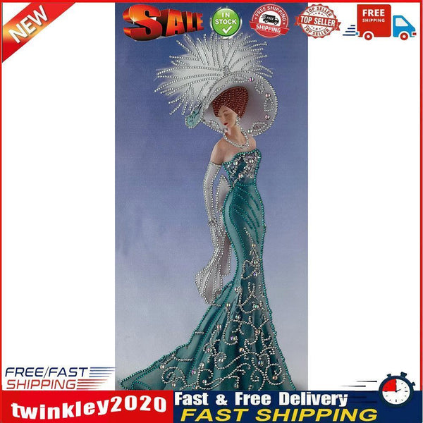 5D DIY Special-shape Diamond Painting Dress Lady Partial Drill Art (Y045) Newly