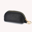 Women Leather Coin Purse Lady Solid Color Zipper Luxury Clutch (Black)