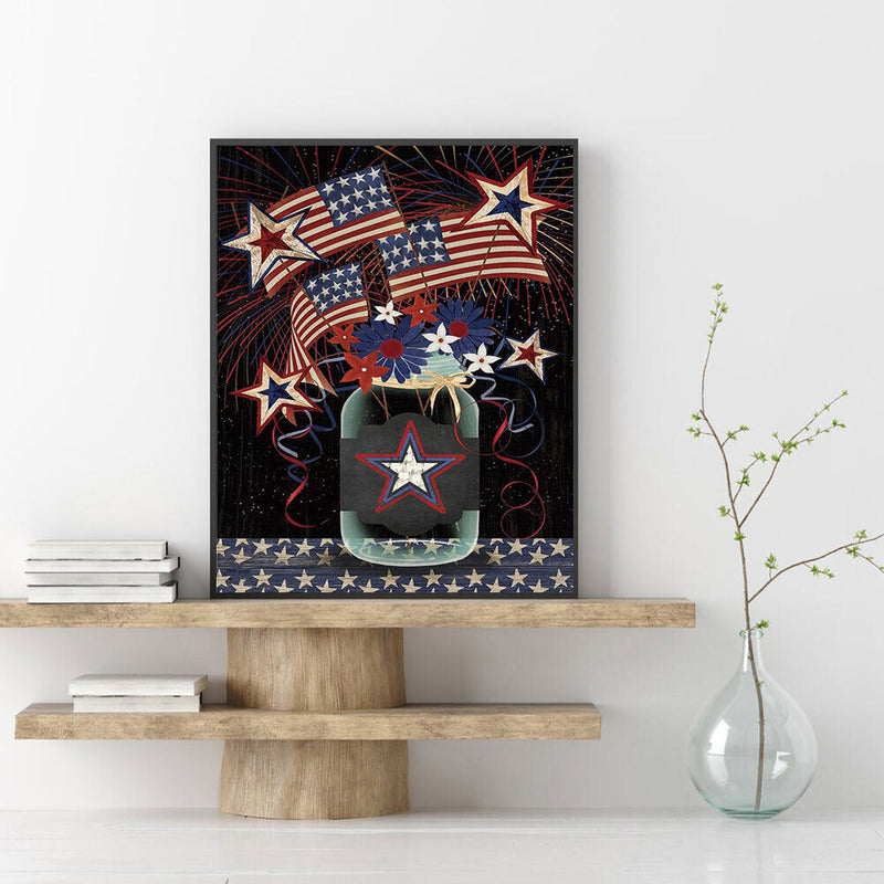 5D Diamond Painting Independence Day Full Round Drill Rhinestone DIY Wall Arts