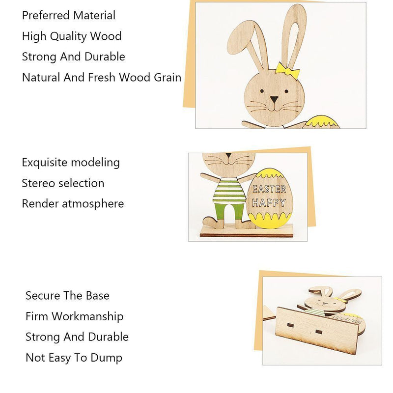 Desktop Ornament Wooden Rabbit Ornaments Bunny Easter pendants Stand