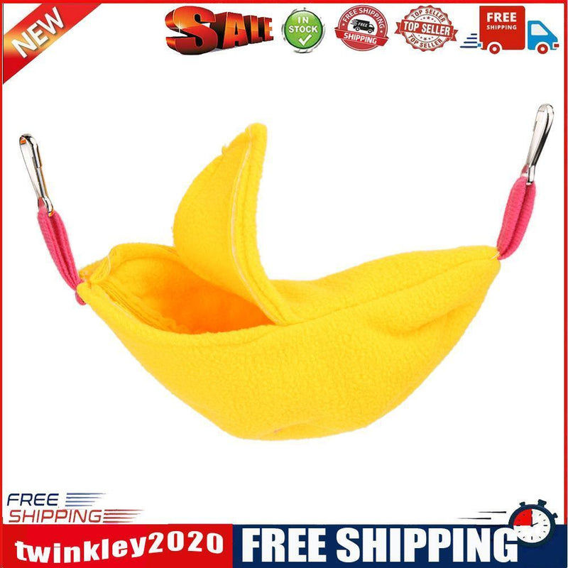 Warm Banana Hamster Hammock Hang Cage Pet Birds Sleeping Nest House (Yellow