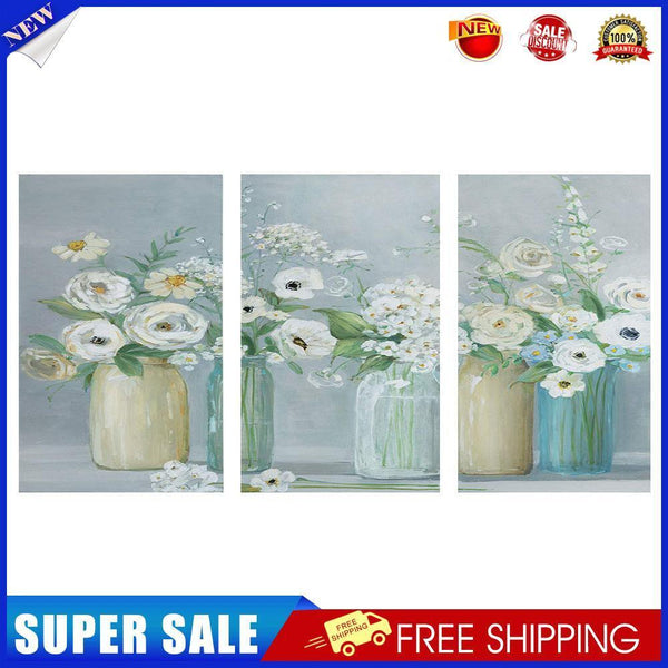 3 Panels Vase Oil Paint By Numbers Kits Canvas Picture Wall Art DIY Craft