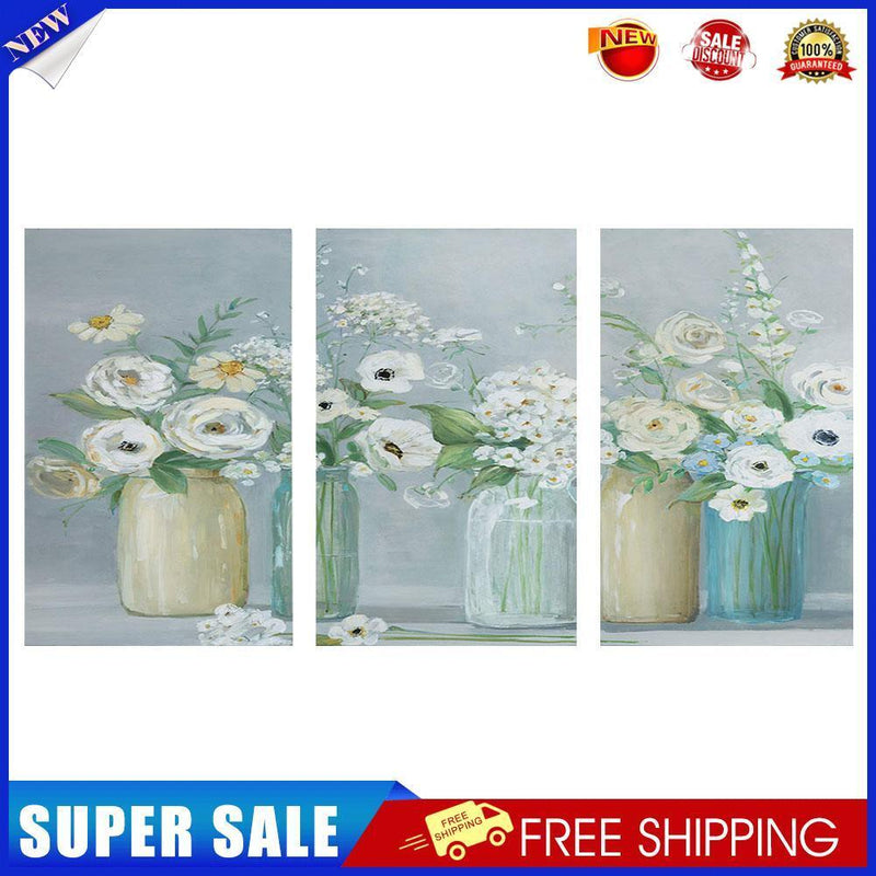3 Panels Vase Oil Paint By Numbers Kits Canvas Picture Wall Art DIY Craft