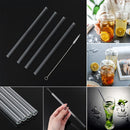 Transparent Wedding Drinking Straight Tube Reusable Glass Straws Clean Brush