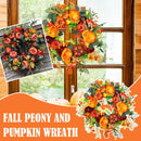 Fall Peony and Pumpkin Wreath Year Round Wreath Artificial Fall Wreath_