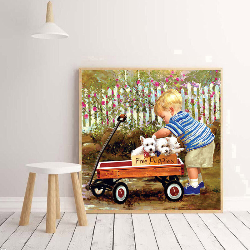 Full Round Drill Diamond Painting Little Boy Car 5D DIY Handmade Mosaic Crafts