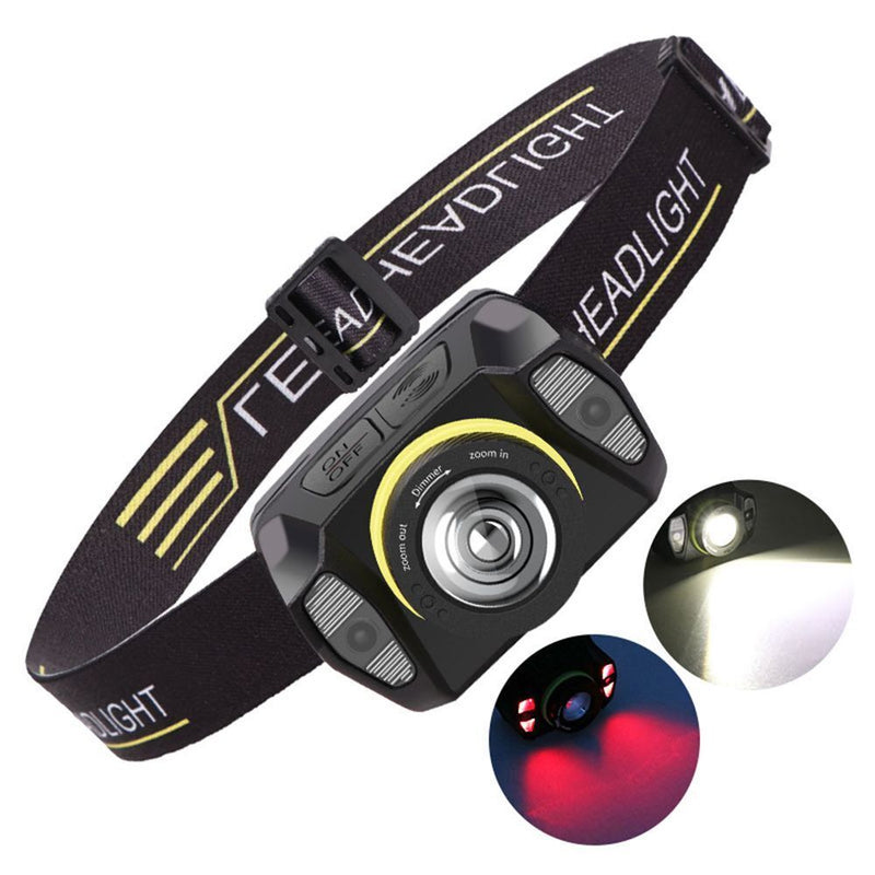 Zoom Glare Headlamp XPG+LED Glare Headlight Fishing Head Lamp USB Charging