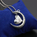 Fashion Long Chain Moon&Heart Pendant "I Love You" Friendship Jewelry Necklace