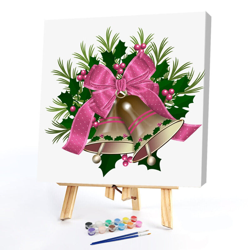 Pink Bow Bell Frameless Picture Oil Paint By Numbers Hand Painted Picture Decor