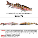 Multi Jointed 12.5cm 21.5g Lures Artificial Wobbler Fishing Hard Bait (C)