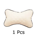 Car Styling Headrest Leather Seat Head Support Cushion Neck Pillows (Beige)