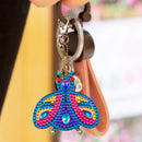 4pcs DIY Full Drill Diamond Key Chain Bee Pendant Cross Stitch Keyrings Newly