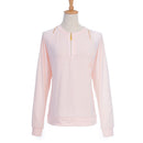 Women Autumn Solid Color Long Sleeve Blouse Top Shirt Pink XL