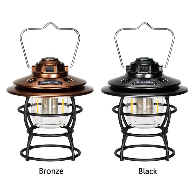 Camping Lantern 3 Gears Retro Tent Light for Travel Hiking Emergency (Black)