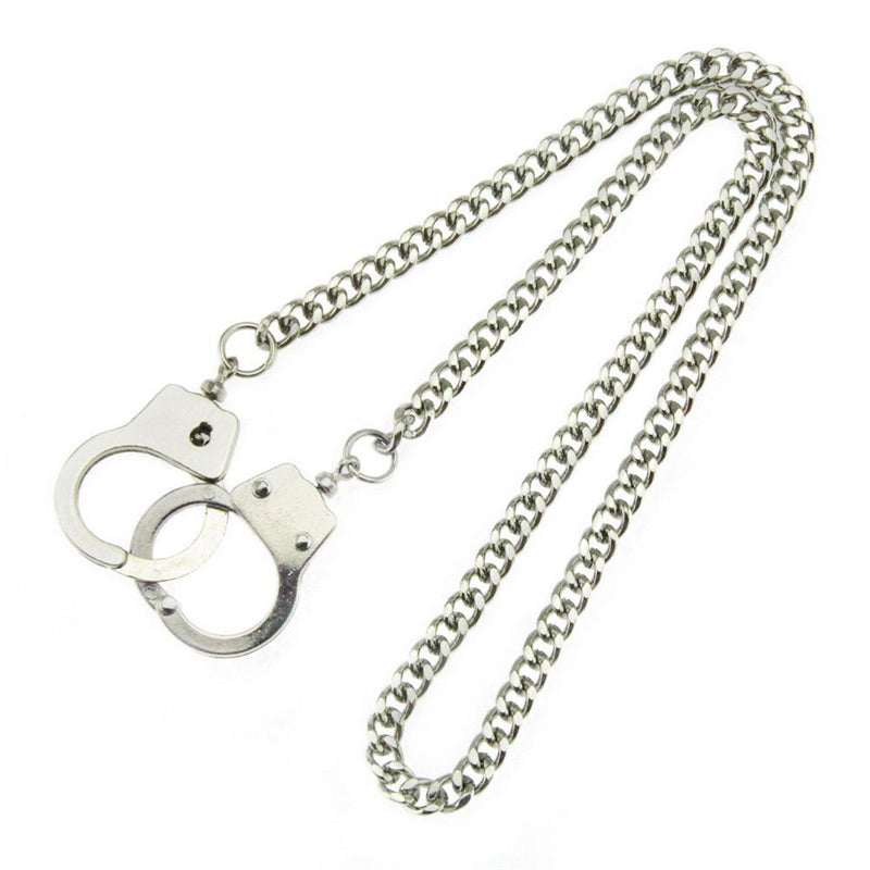 Women Mens Biker Rock Punk Necklace Dark Gothic Handcuffs Pendant Chain Choker