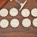 9pcs Round Mooncake Mold Hand Press Emoticon Shape Mould DIY Kitchen Baking
