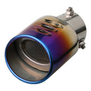 Car Bent Exhaust Muffler Tip Bolt-on Slant Cut 2.5 inch ID Inlet (Blue) Newly