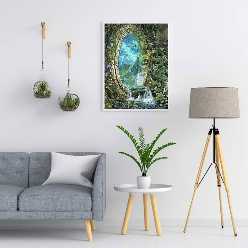 Waterfall Wonderland Gate Diamond Painting Kits Full Round Drill Wall Decor