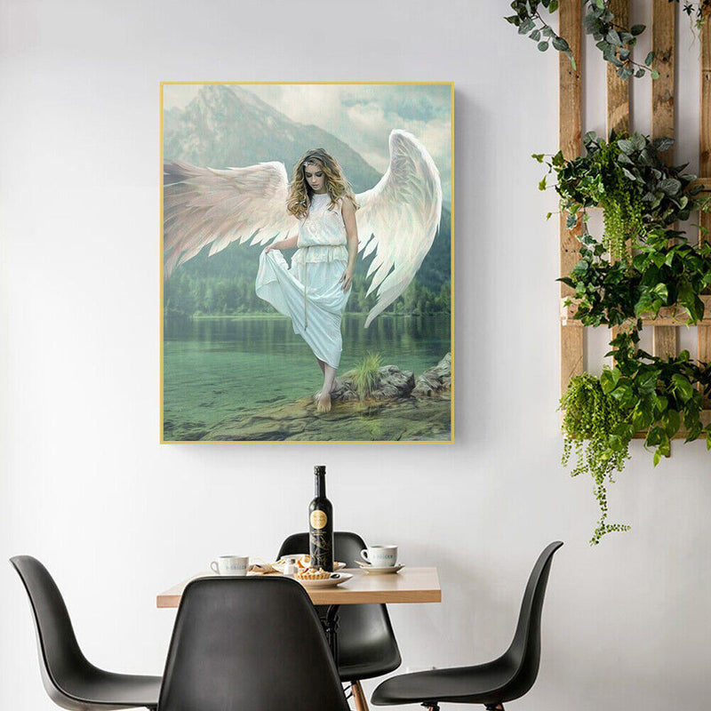 Frameless Oil Paint By Numbers DIY Angel Picture Craft Kit for Home Living Room