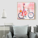 Riding Bicycle Girl DIY 5D Mosaic Full Round Drill Diamond Painting Picture