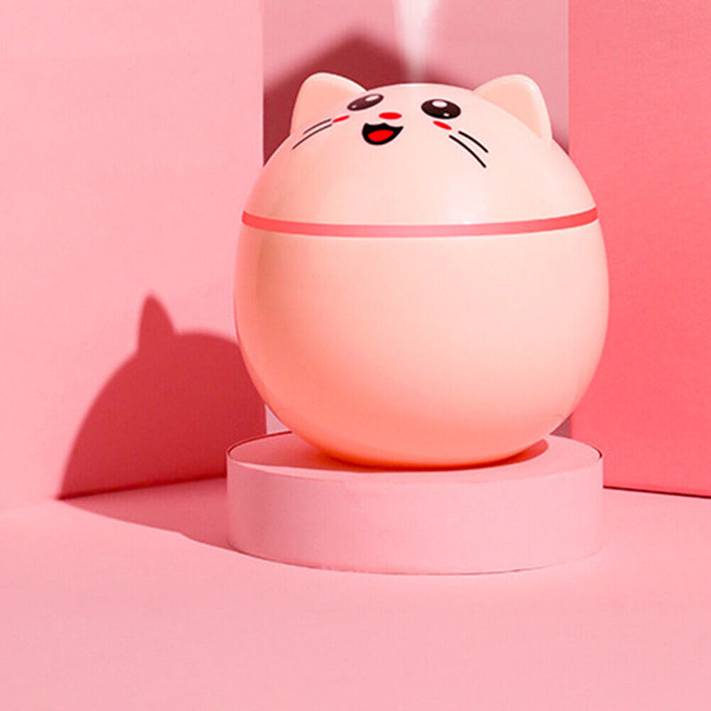 Lovely Cat Air Humidifier Ultrasonic Mist Maker Home LED Night Lamp (Pink)
