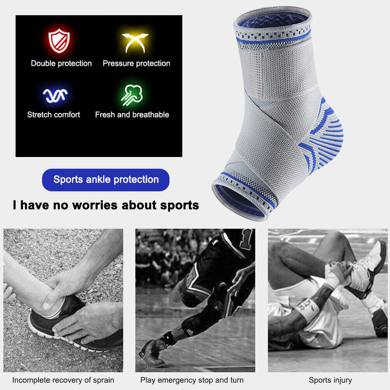 Anti Skid Sports Compression Ankle Strap Elastic Foot Protective Pad (M) Newly