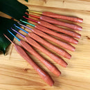 Wooden Handle Aluminum Crochet Hooks Set Knitting Needles Sweater Yarn Accessory