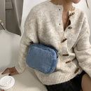 Retro Women Plush Solid Color Messenger Bag Chain Small Handbags (01 Blue)