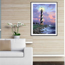 5D DIY Full Drill Round Shape Sea Tower Rhinestone Diamond Drawing for Home