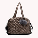 Autumn Winter Handbags Large Capacity Quilted Handbag Pompom Pendant for Shopper