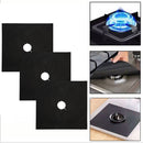 6pcs Reusable Gas Stove Protector Gas Hob Liners Burner Clean Mat (Black)