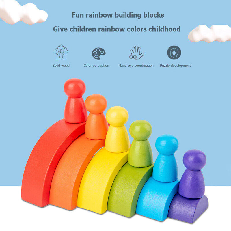1 Set Rainbow Arch Building Block Toys Puzzle Stacking Brick for Children