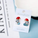 Christmas Snowman Hat Earrings Zircon Diamond Ear Studs Women Jewelry Gift