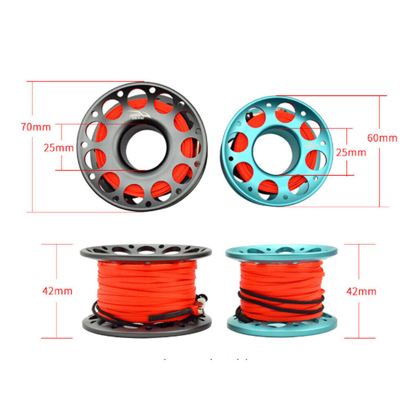 Scuba Diving Spool Finger Reel for Underwater Fishing Cave Dive (15m Blue) Newly