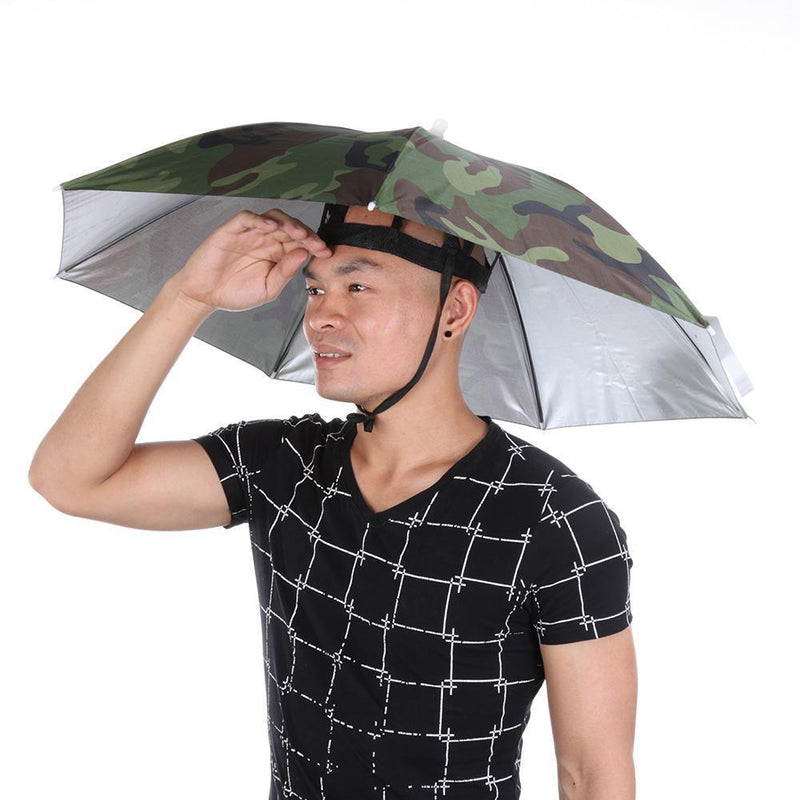 Umbrella Hat Foldable Sun Shade Waterproof Camping Headwear Cap (Army Green)