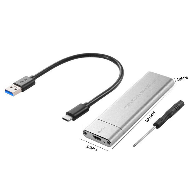 USB 3.1 Type-C M.2 NVMe SSD Enclosure Aluminum Alloy M-Key PCI-E Mobile Case Box