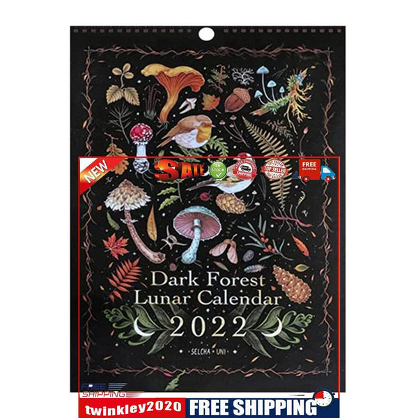 Dark Forest 2022 Lunar Calendar - Moon Phases Hanging Calendar Decoration