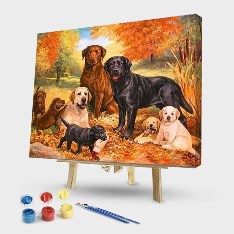 Acrylic Painting By Numbers DIY Dog Drawing Hand Painted Wall Pictures Craft