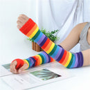 Striped Warmer Halloween Costume Gloves Knitted Sunscreen Fingerless Arm Sleeve