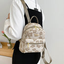 Fashion Flower Print Pure Small Backpack for Girls Casual Soft Canvas School Bag