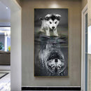 Dog Reflection Wolf Oil Paint By Numbers Kits DIY Handpainted on Canvas Wal