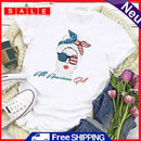 Independence Day America Girl Tea T-Shirt (White M)