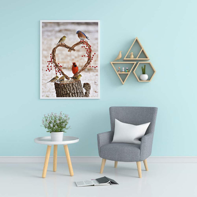 DIY Hand Painted Paint By Numbers Oil Canvas Pictures Love Birds Kit Room Decor