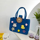 Felt Handbag Totes Kids Cute Cartoon Fabric Top-Handle Shopping Shoulder Bag