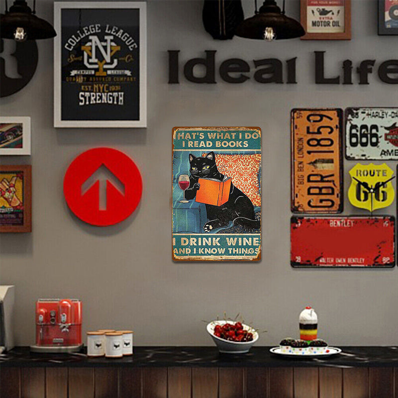 Square Metal Sign Plaque Wall Poster for Home Room Cafe Wall Painting (A)