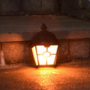 Retro Hex Solar LED Lawn Lamp Waterproof Dynamic Flames Courtyard Garden Light