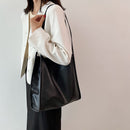 Fashion Women PU Solid Color Shoulder Shopping Bag Large Capacity Tote Handbags