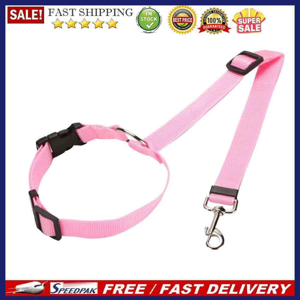 2 in 1 Pet Dog Cat Car Seat Belt Adjustable Harness Leash Travel Puppy Collar